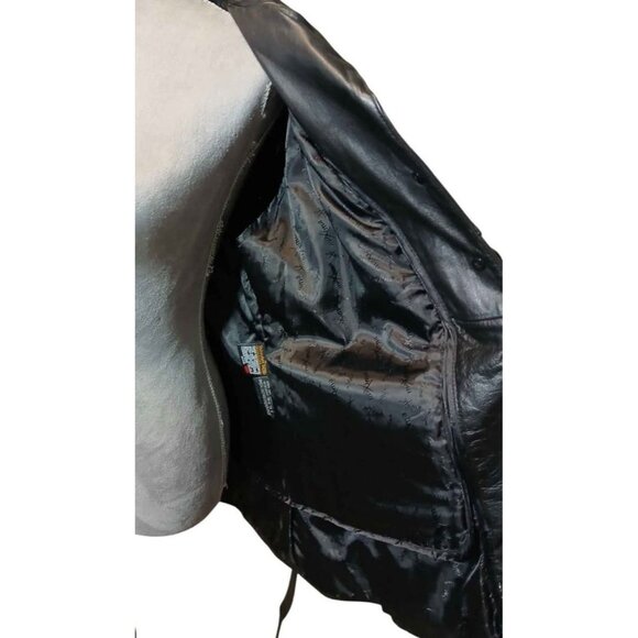 Vintage Wilsons MAXIMA Leather Jacket Womens XL Black Retro 90s Belted Button Up - Picture 3 of 6